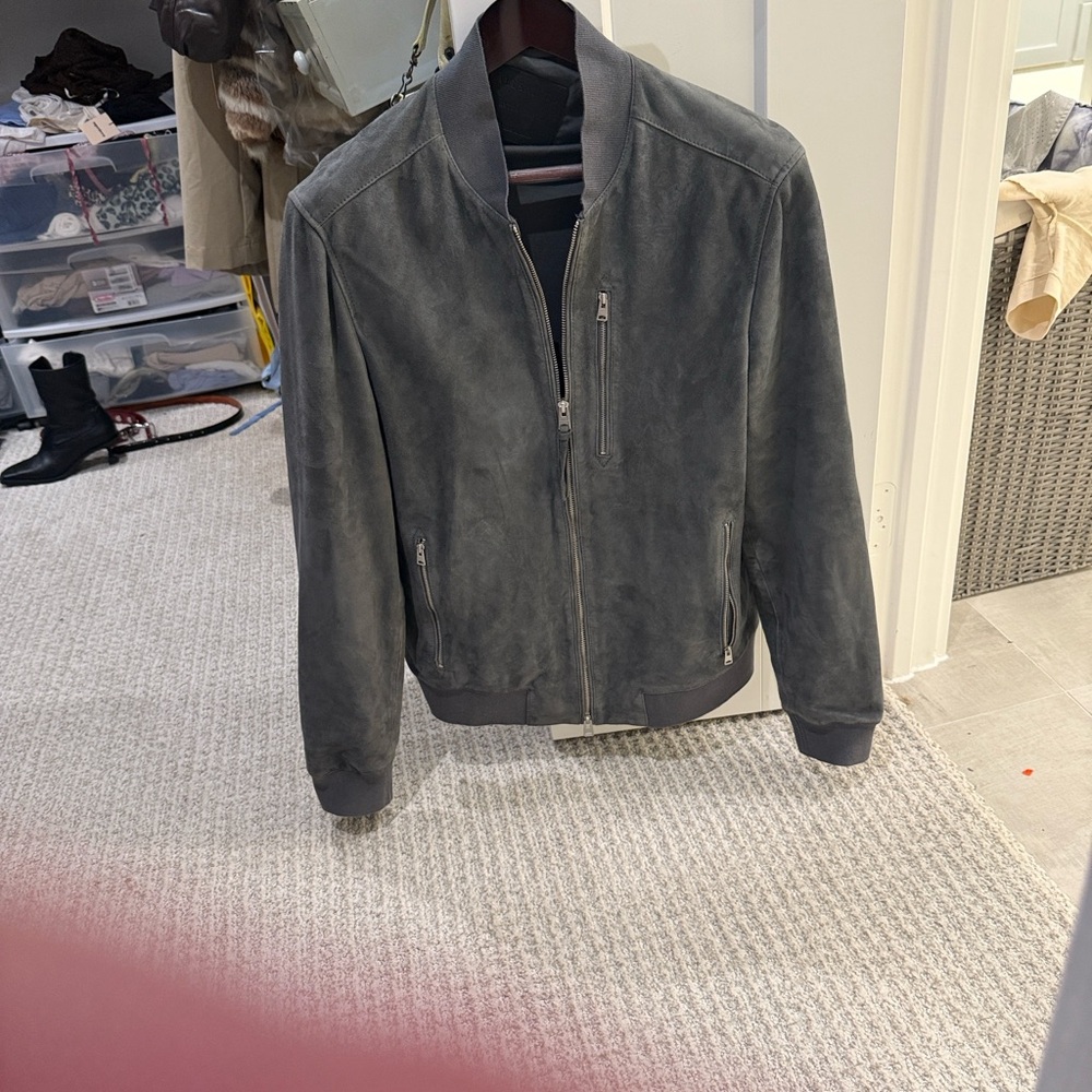 All Saints Men's Gray Suede Jacket XL